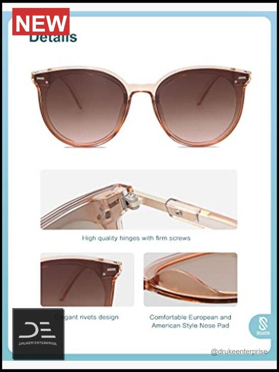 Round Retro Vintage Sunglasses with UV400 Protection, Large Frame, Plastic & main image 6